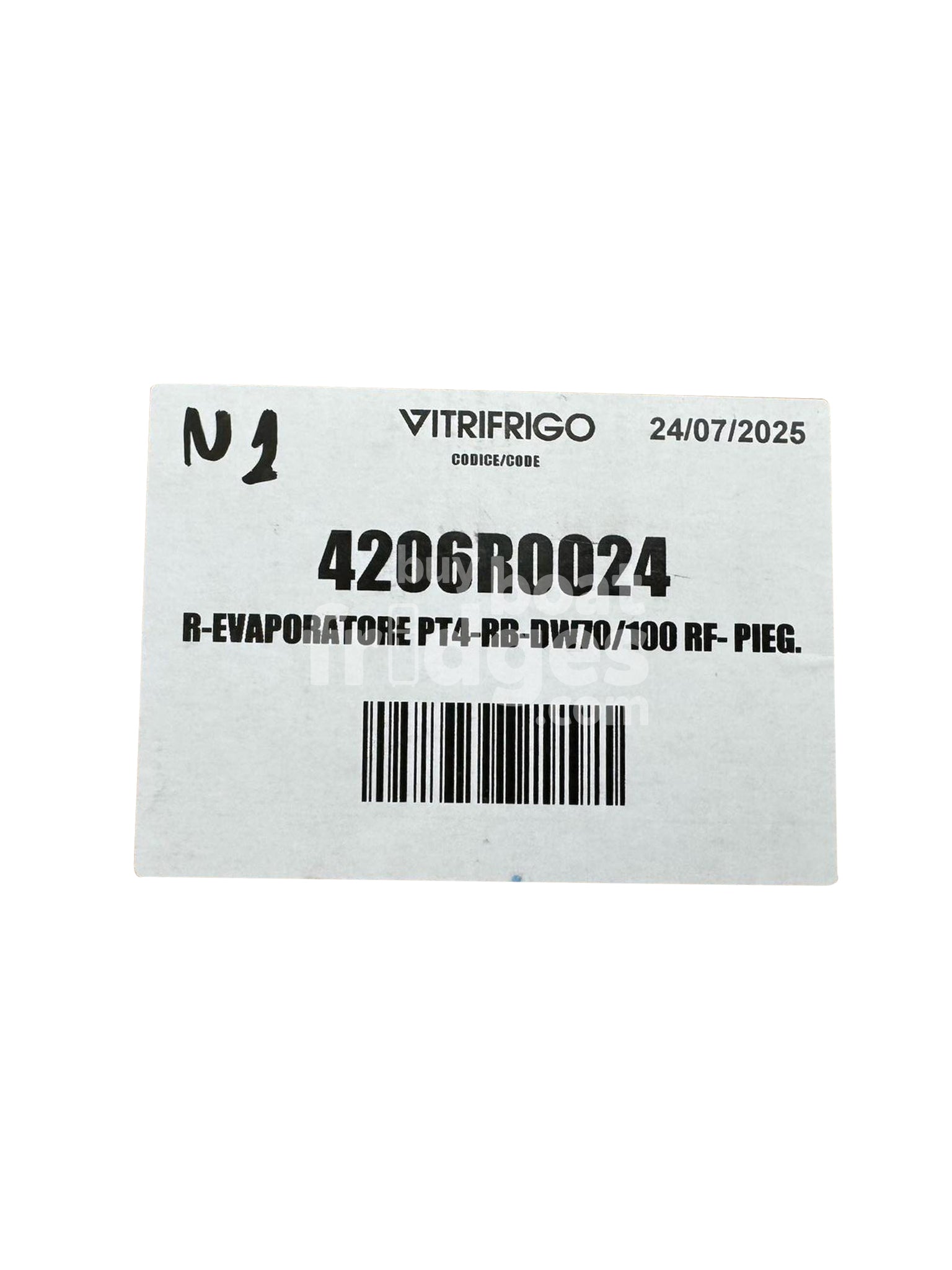 4206R0024 - Vitrifrigo Evaporator assembly, DW70/DW100 RF models REP (R10340P)