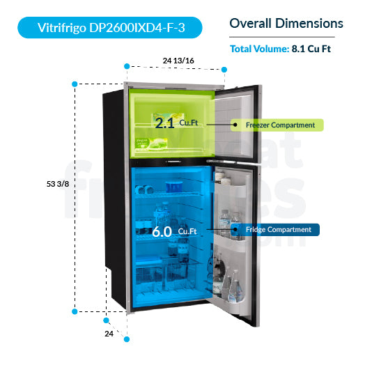 DP2600IXD4-F-3 - Vitrifrigo Front-Loading Stainless Steel Bottom Refrigerator / Top Freezer (Internal Cooling Unit) OCX2 Model