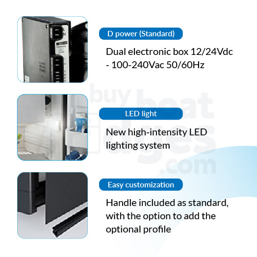 DP2600IBD4-F-3 - Refrigerador Vitrifrigo de carga frontal, doble puerta, color negro, con brida de descarga en el congelador (unidad de enfriamiento interna) UL