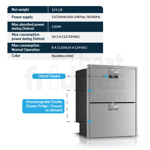 DRW180AIXD4-DF - Vitrifrigo ALL IN ONE double compartment DRW180A - Interchangeable Refrigerator or Freezer 5.1 cu.ft