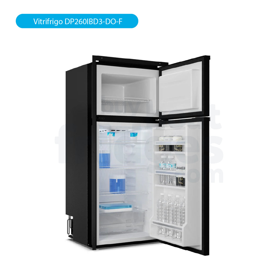DP260IBD3-DO-F - Vitrifrigo Front-Loading, Double Door Black Refrigerator w/Freezer Flush Flange (Internal Cooling Unit) - DC ONLY - Digital Series