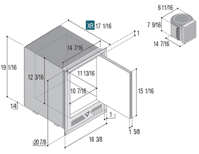 IMXRXN1X-INT - Vitrifrigo Ice Maker - XR Hydro, Adjustable Flange, Remote Cooling OCX2 Model